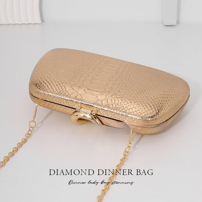 Snake Print Evening Tote - PU Leather Chain Shoulder Bag