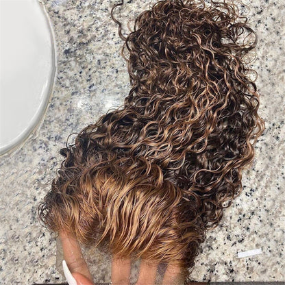 Highlighted Human Hair Lace Frontal Wig - 180% Density Natural Hairline