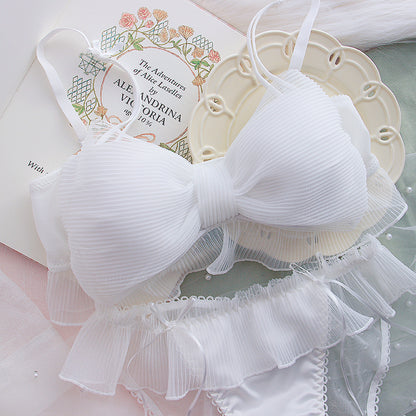 Two-Piece Bra and Shorts Set with Bow Detail - Cotton Lined