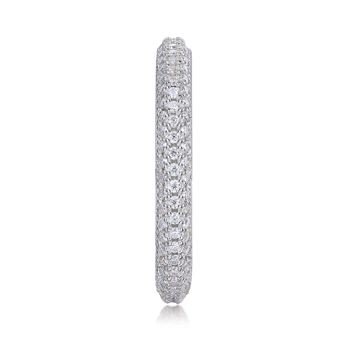 Moissanite Sterling Silver Wedding Ring Set - Platinum Plated Band
