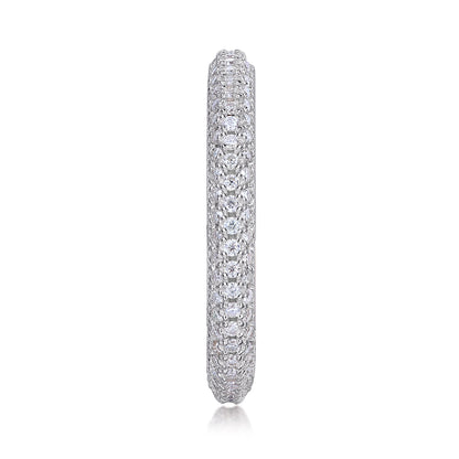 Moissanite Sterling Silver Wedding Ring Set - Platinum Plated Band