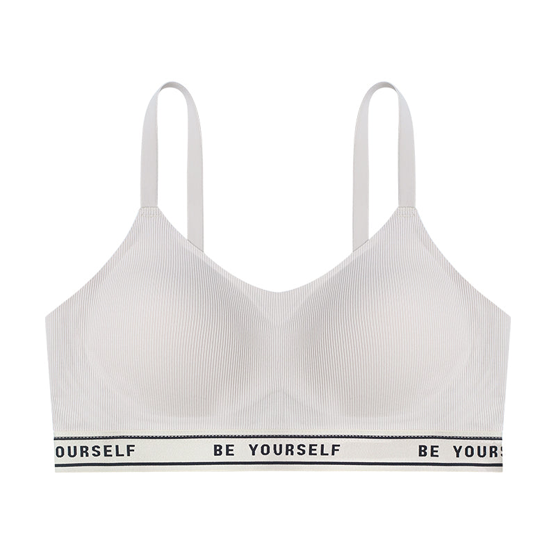 Seamless Bra and Underwear Set - Cotton Blend Lingerie with Letter Print
