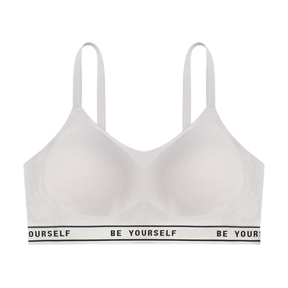Seamless Bra and Underwear Set - Cotton Blend Lingerie with Letter Print