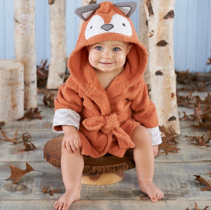 Cotton Baby Hooded Bathrobe - Cute Animal Design Bath Towel