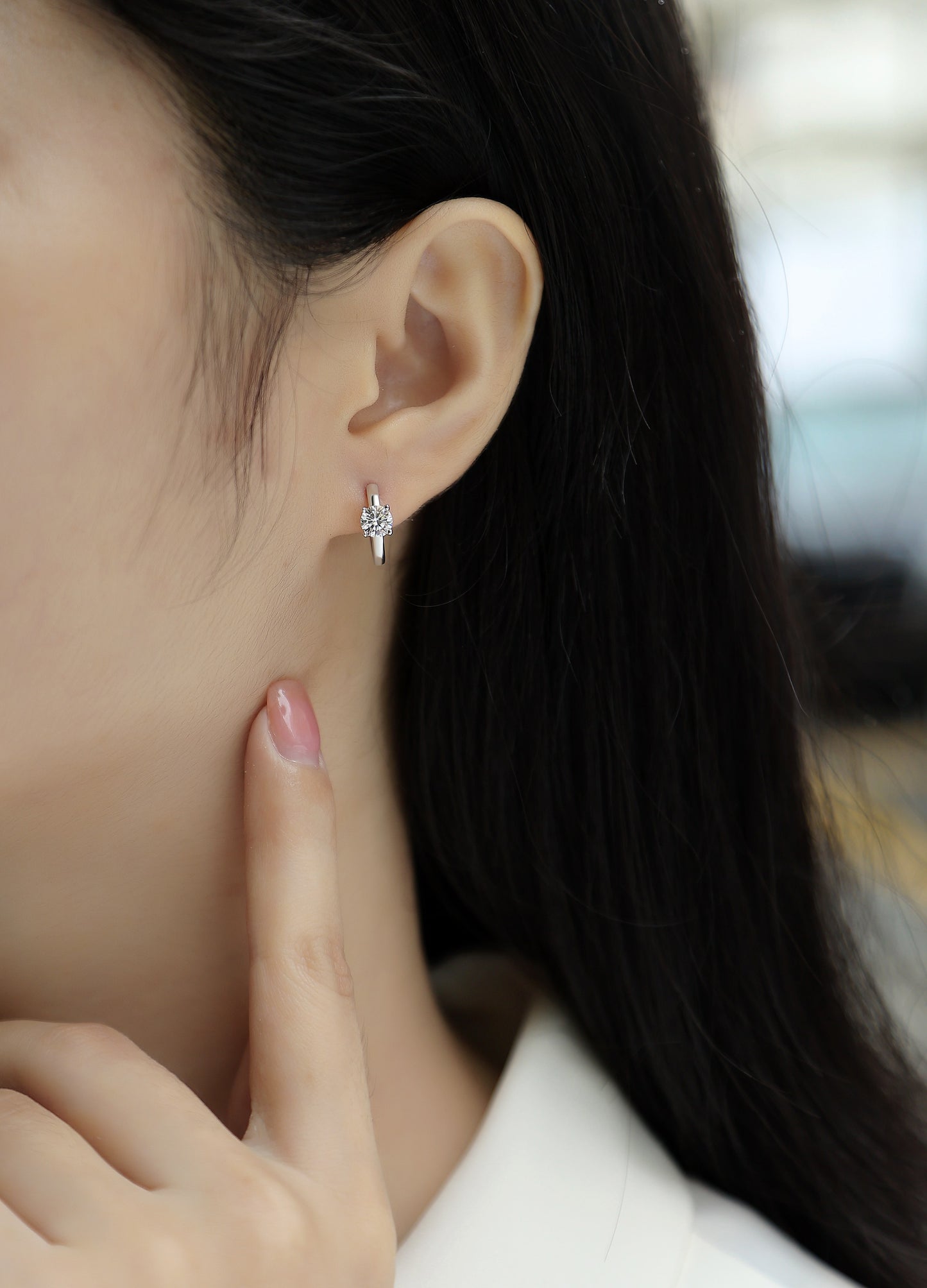 Moissanite Heart Stud Earrings - 0.5 Carat S925 Sterling Silver Platinum Plated