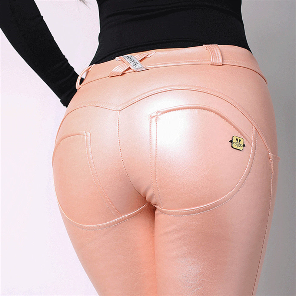 Fleece-Lined Fitness Leggings - Metallic Yoga Pants for Women