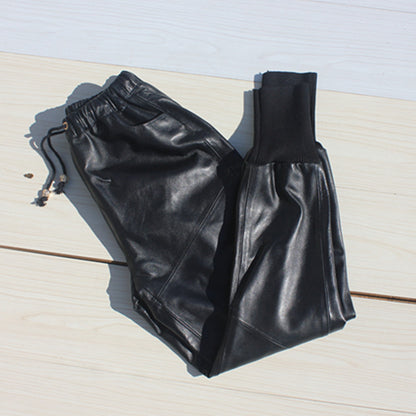 Women's Genuine Sheepskin Leather Baggy Trousers - Street Style
