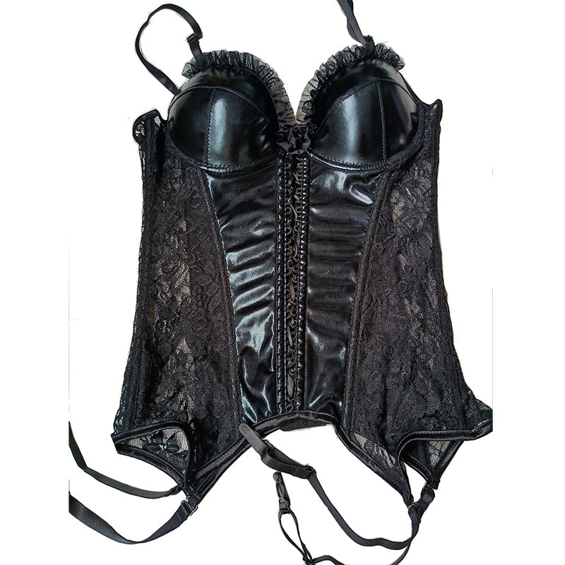 Women's Lace Bustier Lingerie Set - Elegant Polyester Design
