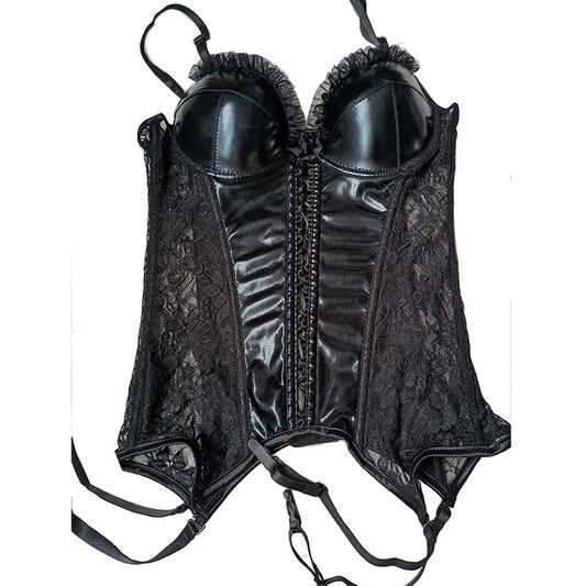 Women's Lace Bustier Lingerie Set - Elegant Polyester Design