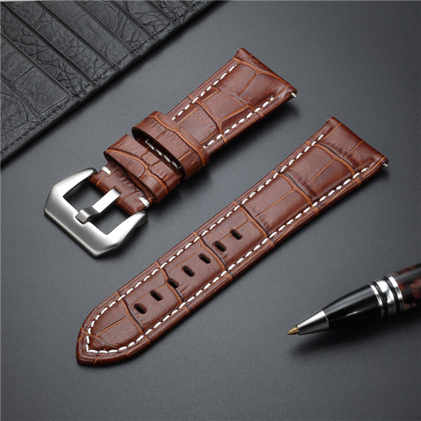 Premium Italian Leather Watch Strap with Quick Release - Bamboo Pattern