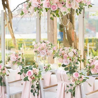 Artificial Pink Roses Silk Flowers with Stems - DIY Wedding Bouquets & Centerpieces