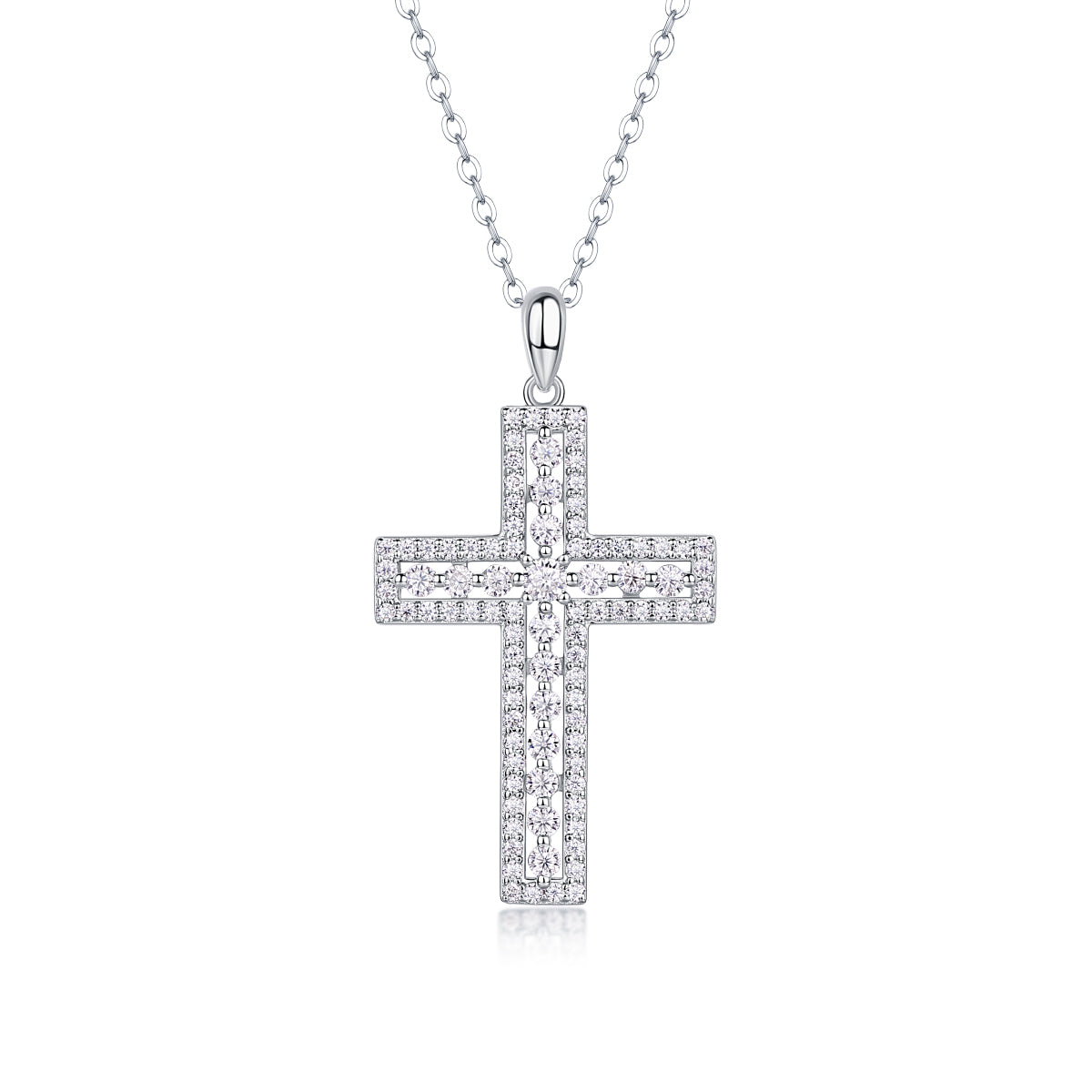 Moissanite Necklace Pendant Set - S925 Silver with Platinum Plated Gold in 3 Colors