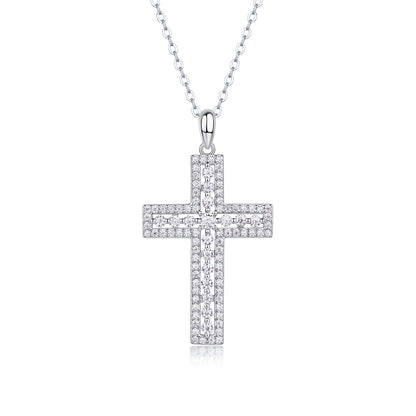 Moissanite Necklace Pendant Set - S925 Silver with Platinum Plated Gold in 3 Colors