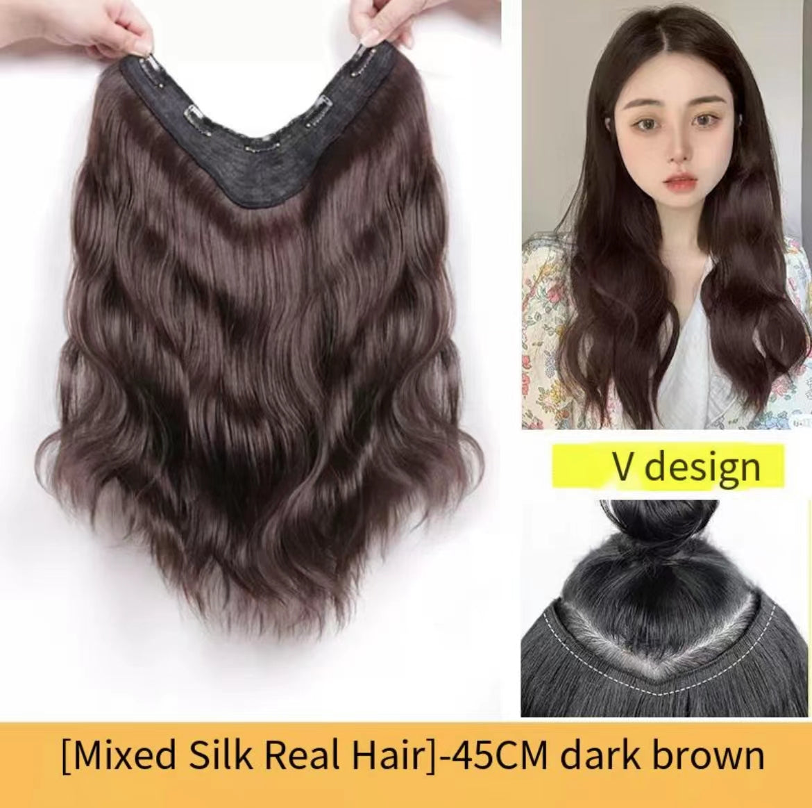 Women's Curly Long Wig Piece - Fluffy Invisible Real Hair Volume Extension