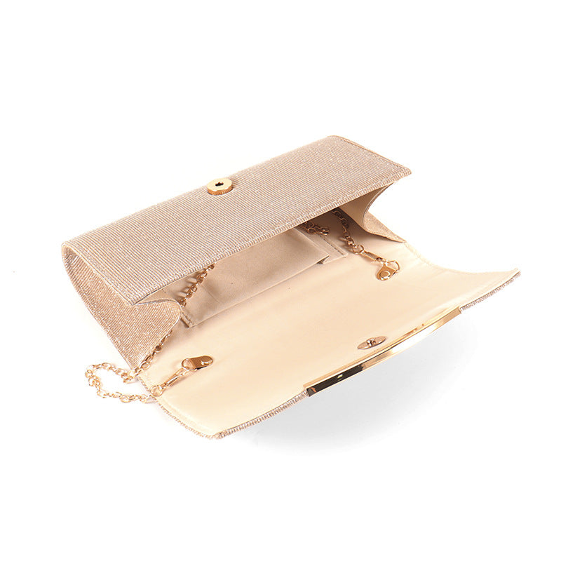 Elegant Chain Crossbody Bag - Solid Color Flap Evening Clutch
