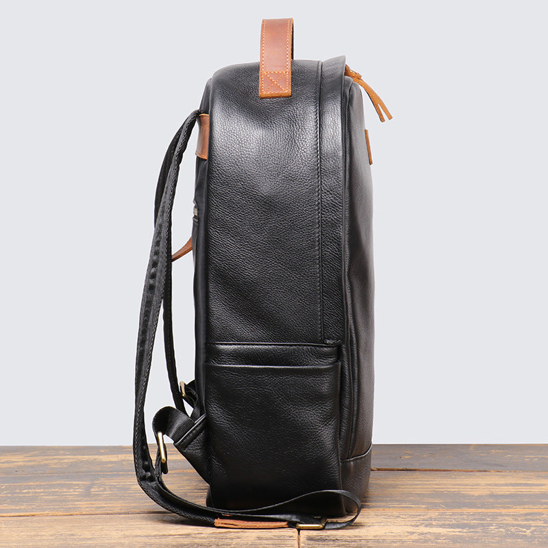 Men's Genuine Leather Backpack - Top Grain Cowhide Travel Leisure Bag