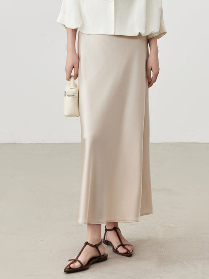 Women's Luxe Silk High-Waist Pencil Skirt - Premium Lined Skirt with Concealed Zipper