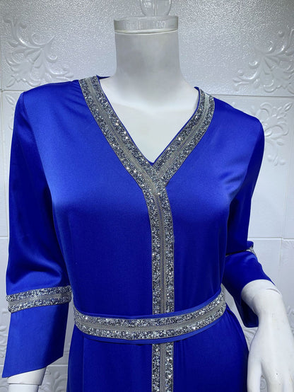 Women's Turkish Long Muslim Dress - Fashion Round Neck Modest Clothing