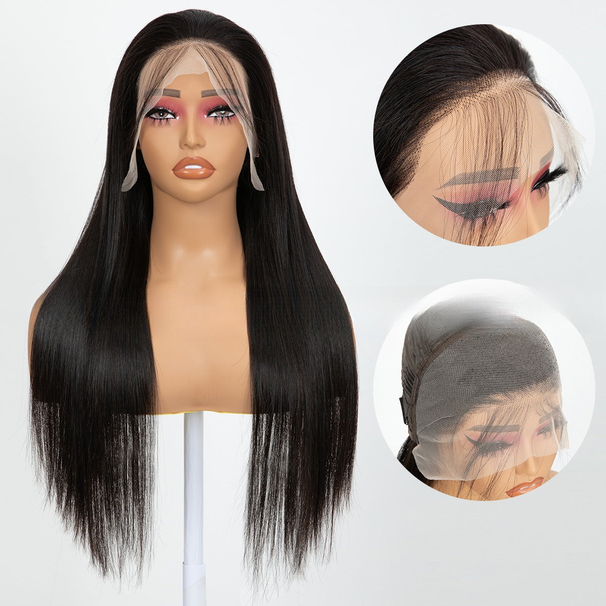 Long Straight Lace Front Wig - Double Weft Synthetic Hair