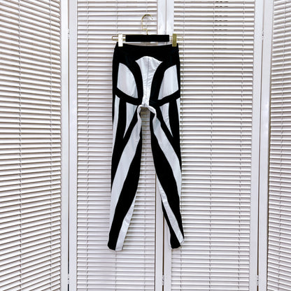 Fashion Mesh Stitching Cropped Leggings - Polyester Activewear