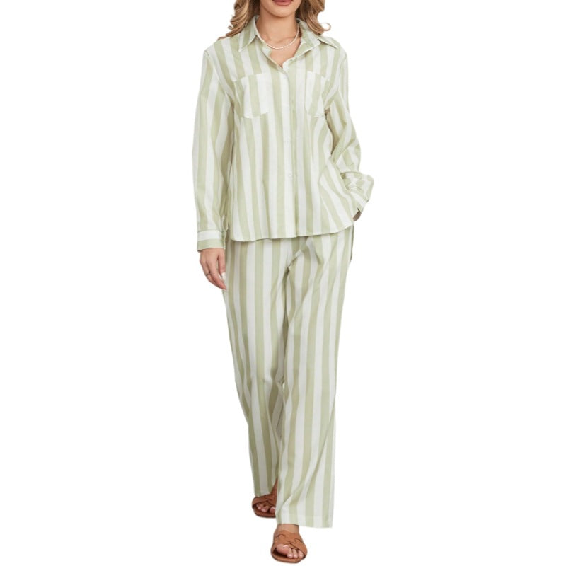 Women's Simple Loose and Comfortable Loungewear Pajamas - Cardigan Style Sleepwear Set