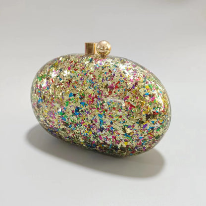 Shell-Shaped Acrylic Crossbody Bag - Sequin Detail Fashion Handbag