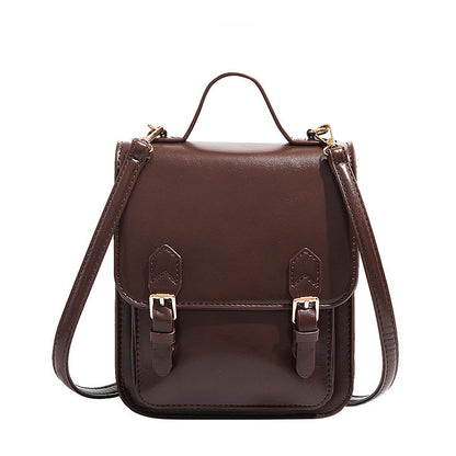 Retro British-Style Backpack with Flap Closure - PU Leather Casual Bag