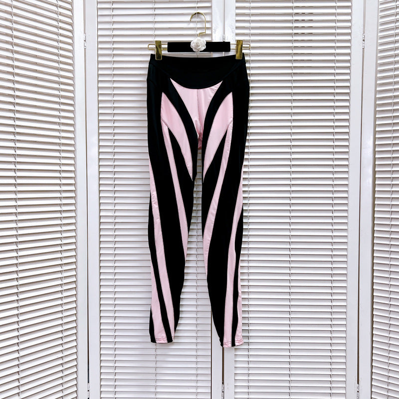 Fashion Mesh Stitching Cropped Leggings - Polyester Activewear