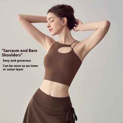 Wireless Sports Bra with Back Cutout Design - Nylon Athletic Support
