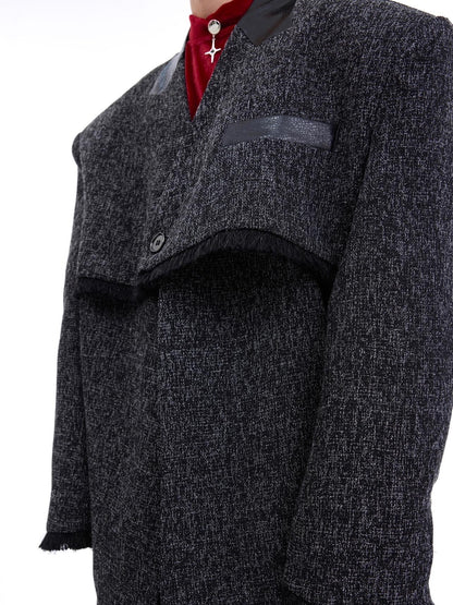 Men's Collarless Three-Dimensional Split Coat - Contemporary Design
