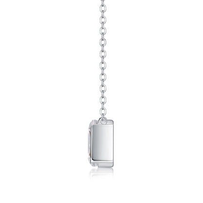 Moissanite Octagonal Pendant Necklace - S925 Silver Platinum-Plated with GRA Certificate