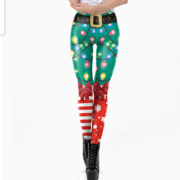 3D Printed High-Waist Yoga Leggings - Women's Full-Length Athletic Pants