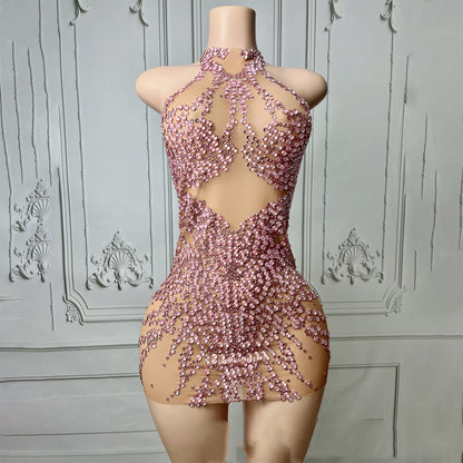 Women's Sequined Cocktail Dress - Sleeveless Bodycon Mini Dress
