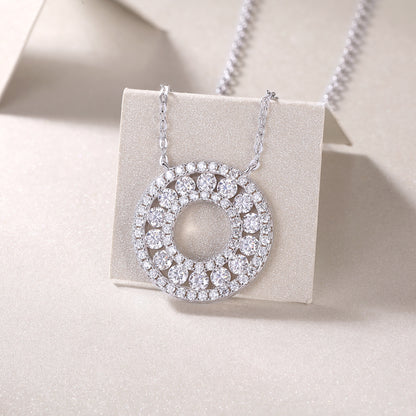 Moissanite Pendant Necklace - S925 Silver Platinum Plated Light Luxury Jewelry