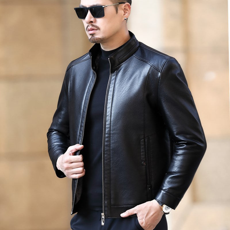 Premium Genuine Sheepskin Leather Jacket - Men's Fur-Lined Winter Coat
