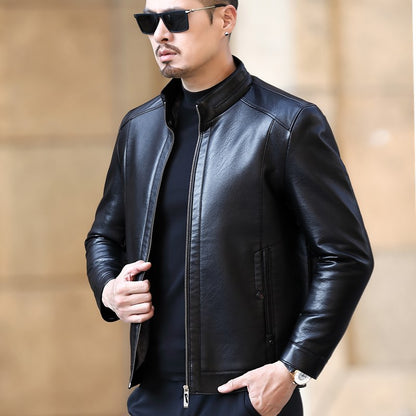 Premium Genuine Sheepskin Leather Jacket - Men's Fur-Lined Winter Coat