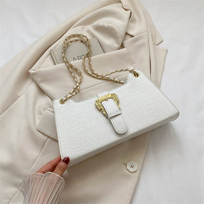 PU Leather Chain Crossbody Bag - Small Square Shoulder Bag with Phone Pocket