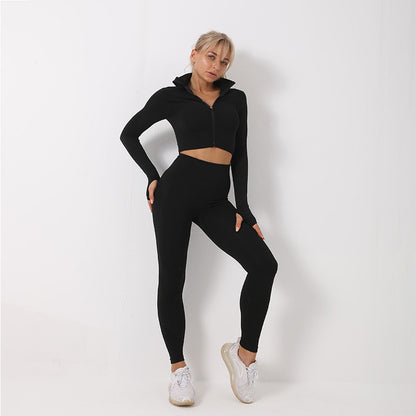 Women's 3-Piece Seamless Yoga Set - Sports Bra, Crop Top & Leggings Gym Outfit