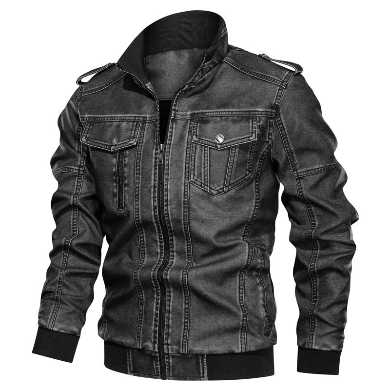 Men's Classic PU Leather Jacket - European Style Faux Leather Coat