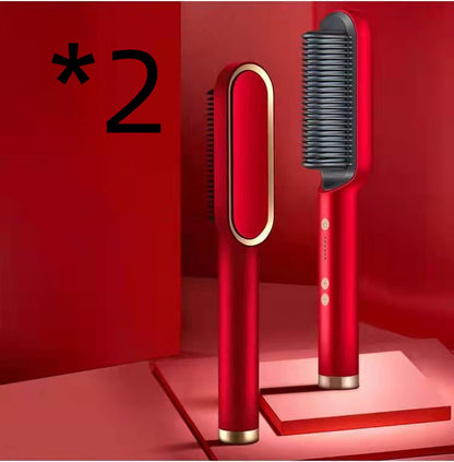 2-in-1 Hair Straightener & Curling Comb | Tourmaline Ceramic | Negative Ion Electric Hair Brush