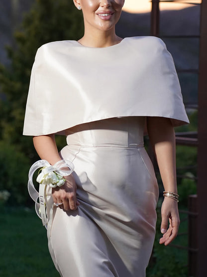 Satin Cape-Style Top & Fitted Maxi Dress Set