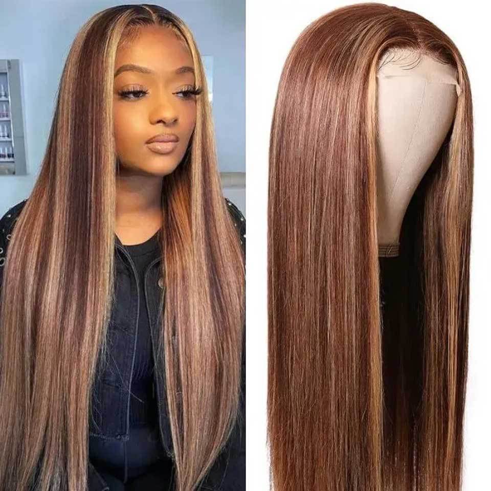 Piano Color 4/27 Human Hair Wig - T-Part & Lace Front Wig