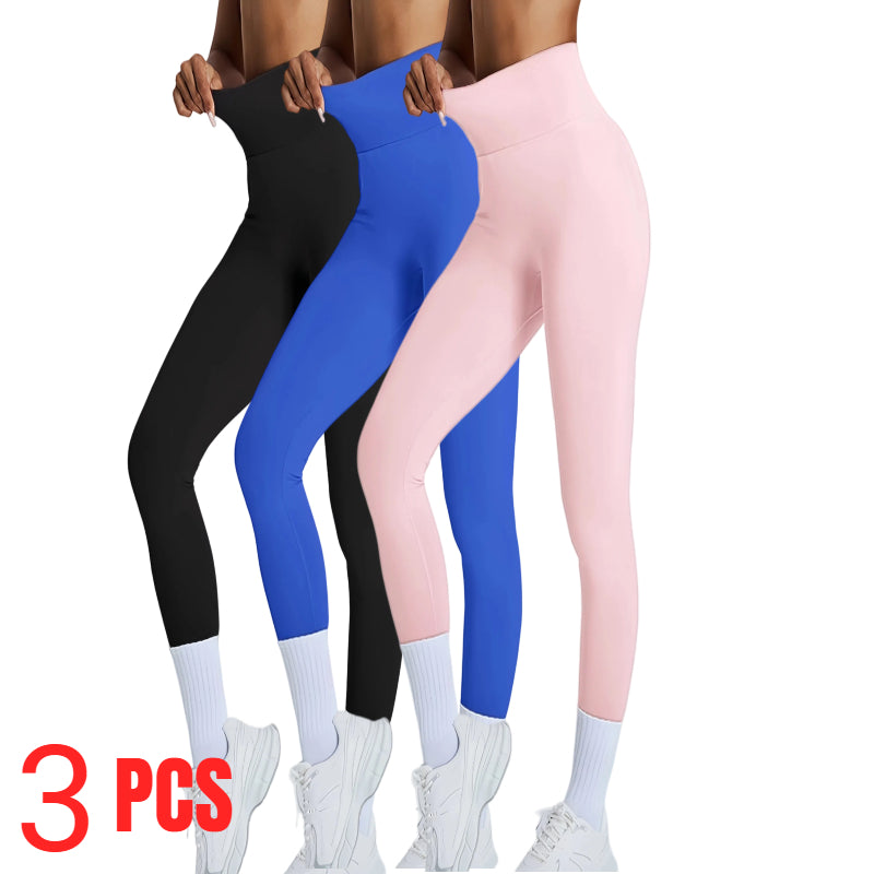3-Pack Women's High Waisted Seamless Leggings - Butt Lifting Tummy Control Yoga Pants