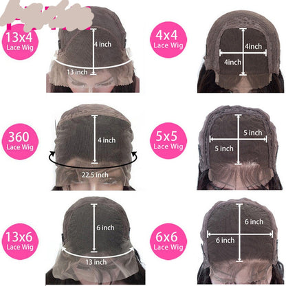 Real Human Hair Lace Wig Set - 12A Quality Straight Hair Black Medium Length 4x4 13x4 HD Frontal