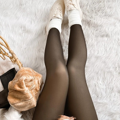 Women's Fleece Lined Tights - Thermal Leg Warmers for Autumn and Winter