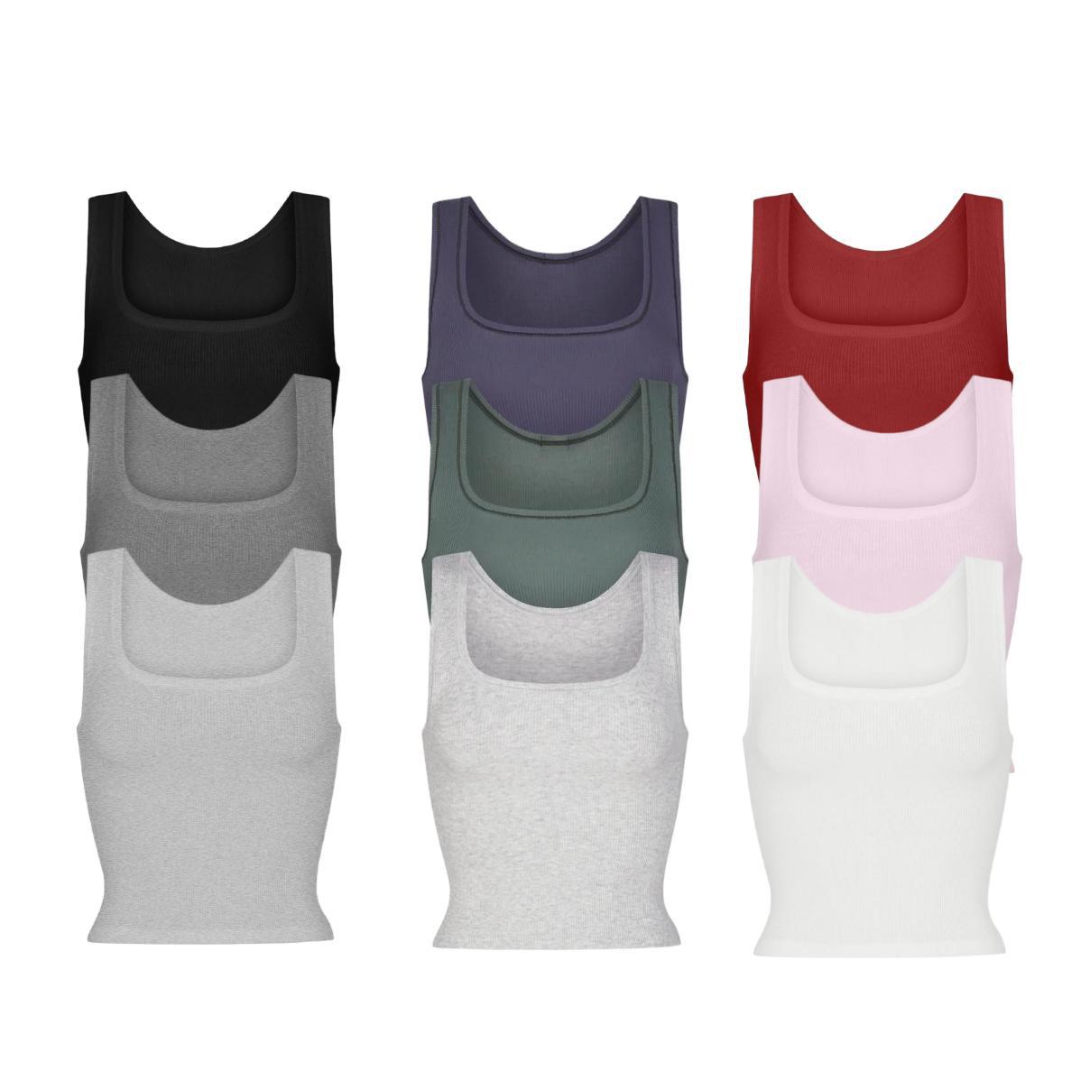 Women's Ribbed Stretch Camisole - Slim Fit Tank Top with Straps
