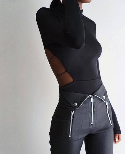 High Waist Zippered Nine-Point Pants - Women's Cropped Cotton Trousers