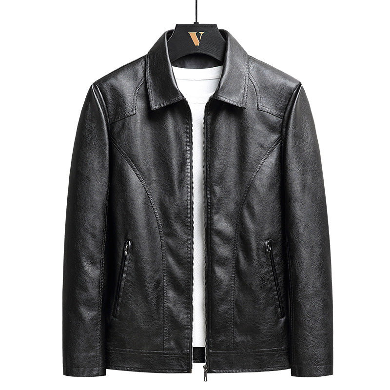 Men's Thin Leather Jacket - Lightweight Zip-Up Outerwear