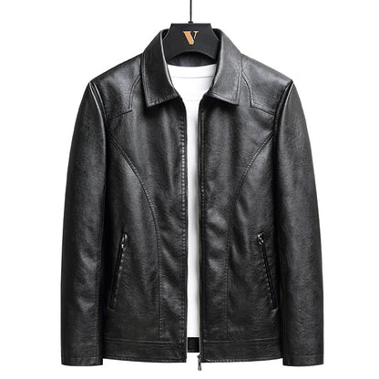 Men's Thin Leather Jacket - Lightweight Zip-Up Outerwear