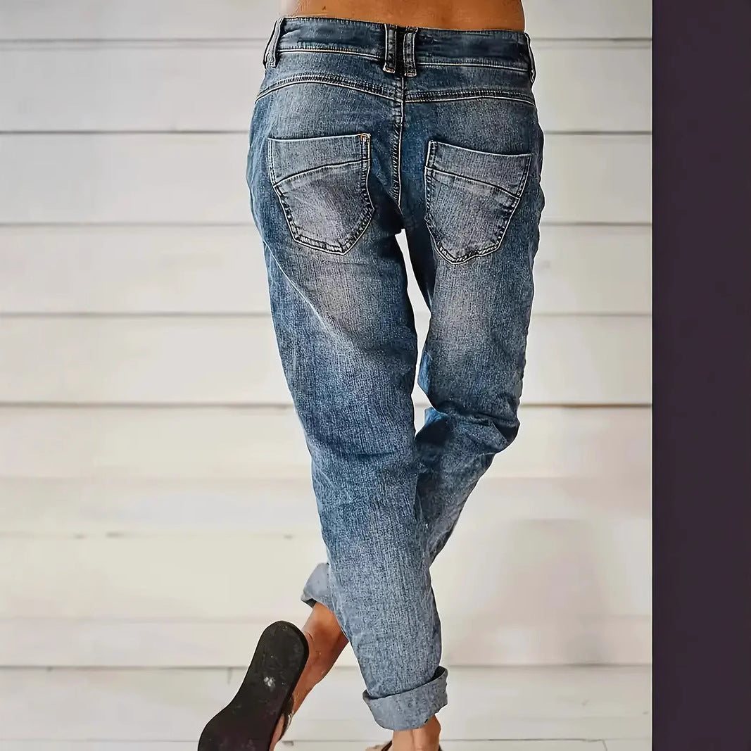 Women's Relaxed Casual Versatile Slimming Jeans - High Waist Denim Pants